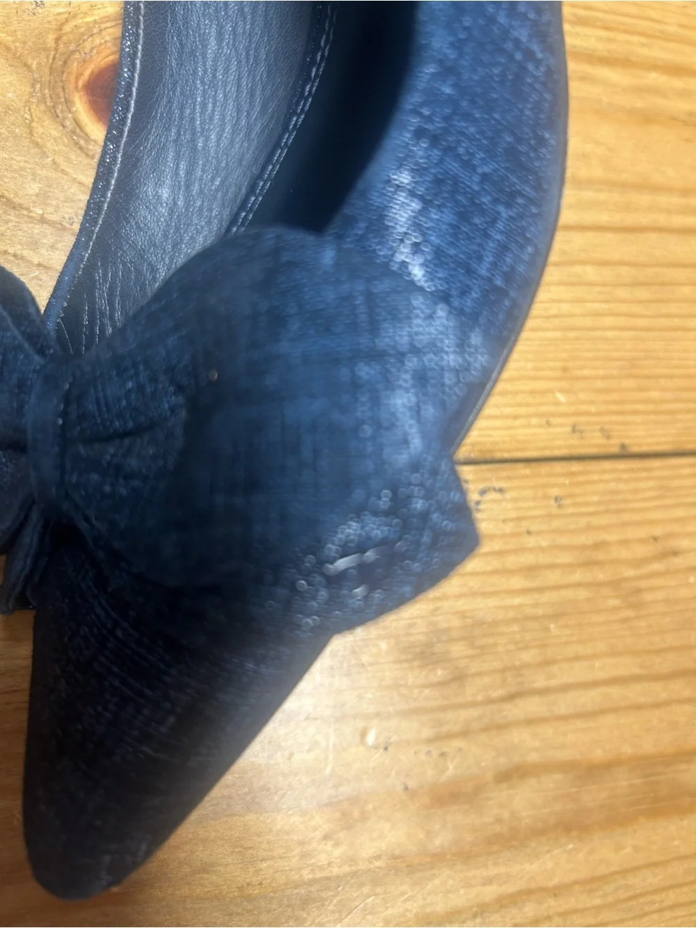 TORY BURCH  ROSALIND Navy denim printed suede ballet flats. Size 8.5M EUC